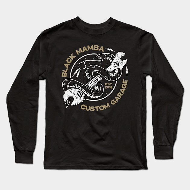 BLACK MAMBA CUSTOM GARAGE Long Sleeve T-Shirt by KUSTOM SHOP